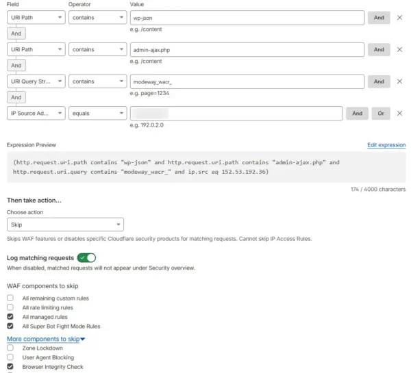 Cloudflare WAF & Caching Configuration