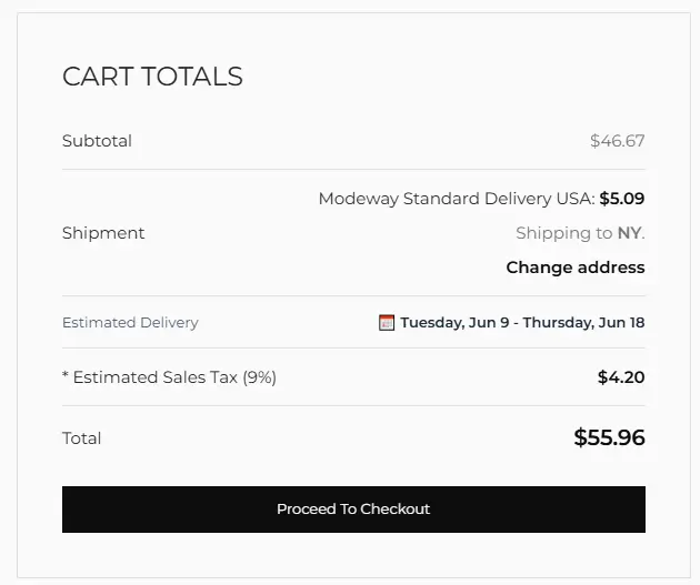 Cart page